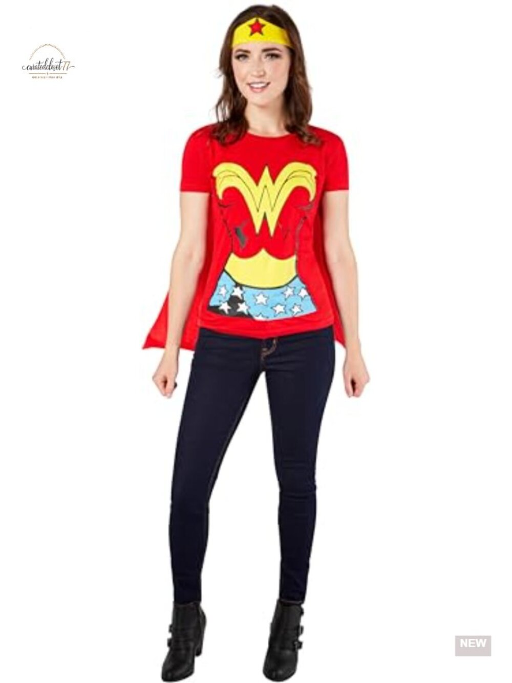 Wonder Woman Costume T-Shirt with Cape and Headband Adult